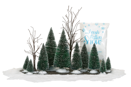 VILLAGE - VILLAGE LANDSCAPE, TREES, SNOW, ROAD SET OF 14 - 56.52590