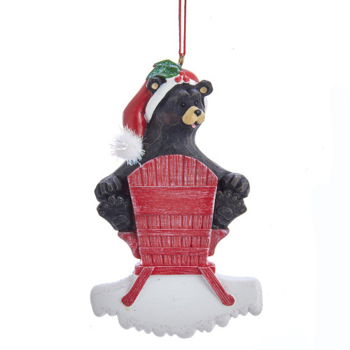 BLACKBEAR ON RED CHAIR ORN