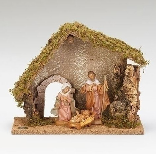 3 FIGURES HOLY FAMILY WITH ITALIAN STABLE NATIVITY - 54710
