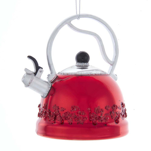 TEA KETTLE GLASS ORN - NB1606