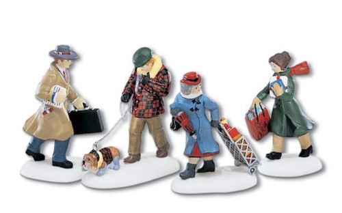 CHRISTMAS IN THE CITY - BUSY CITY SIDEWALKS - SET OF 4 - 56.58955
