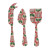 SET OF 3 HOLLY ON PINK ENAMLED STAINLESS STEEL CHEESE SERVERS - XS7870