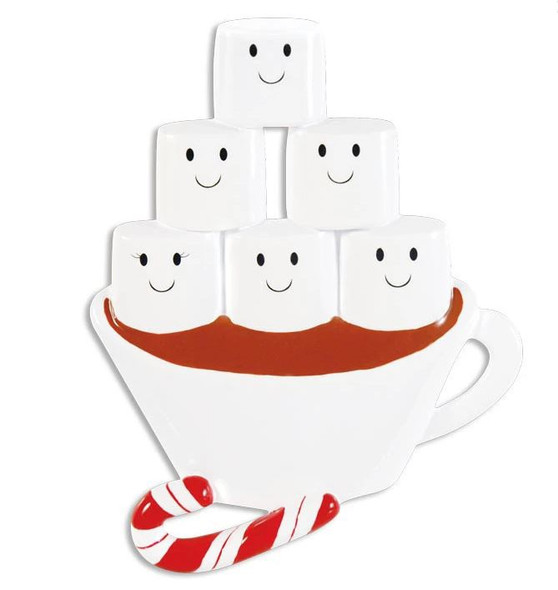 FAMILY OF 6 MARSHMALLOWS HOT CHOCOLATE ORNAMENT - OR1213-6