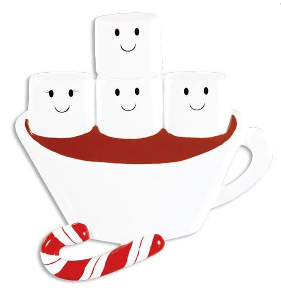 FAMILY OF 4 MARSHMALLOWS HOT CHOCOLATE ORNAMENT - OR1213-4