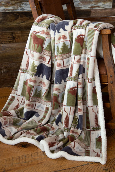 VINTAGE LODGE PLUSH THROW BLANKET - JP814