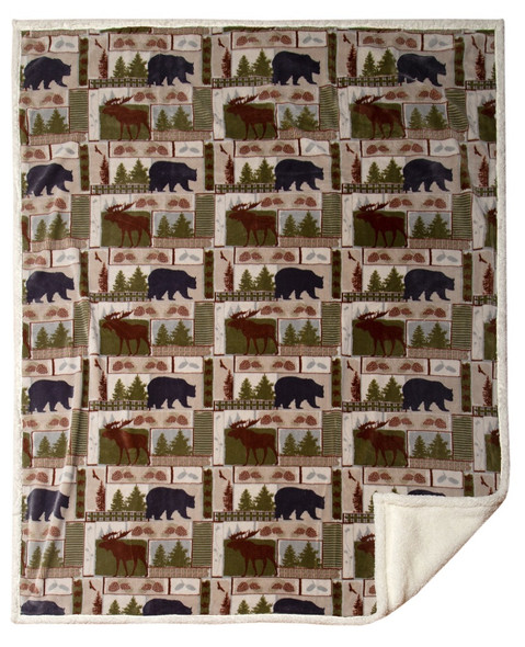 VINTAGE LODGE PLUSH THROW BLANKET - JP814