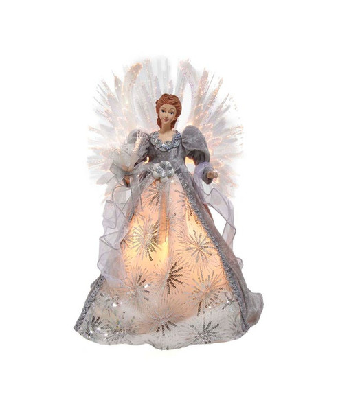 FIBER OPTIC LED WHITE SILVER AND GREY ANGEL TREETOP - AD0601