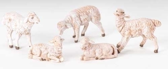 WHITE SHEEP SET OF 5 FIGURES - 72539