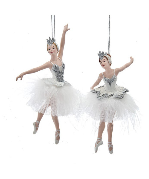 SILVER AND WHITE BALLERINA ORNAMENT - E0541