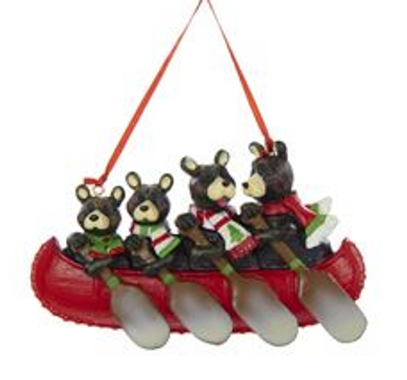 4 BEAR FAMILY IN CANOE - D2475