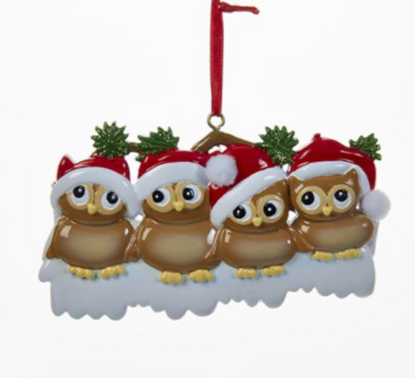 OWL FAMILY OF 4 ORNAMENT - W8264