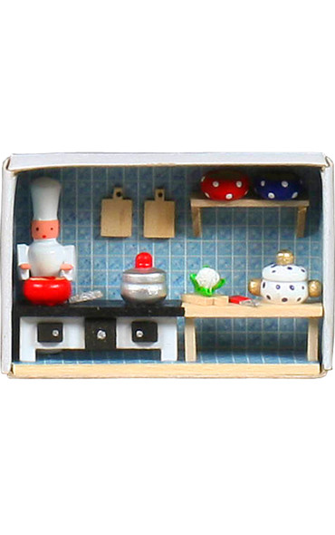 028-142 miniature matchbox kitchen scene with chef