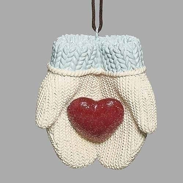 CHRISTMAS MITTENS HOLDING HEART ORNAMENT - 089945830422