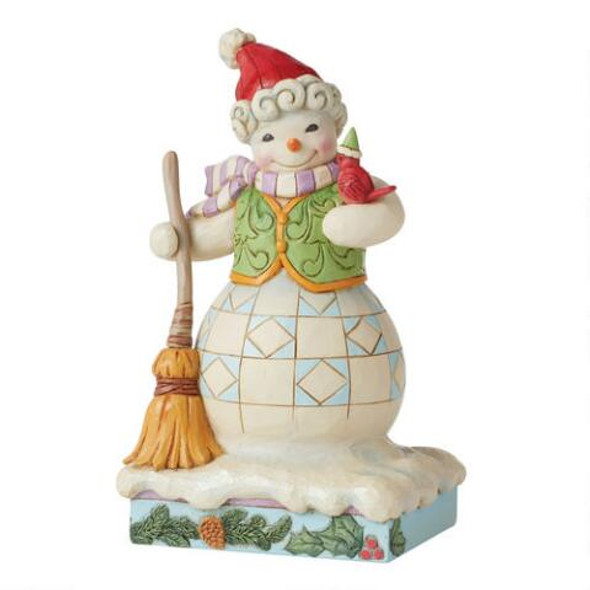 SNOWMAN WITH CARDINAL AND BROOM - 6011161