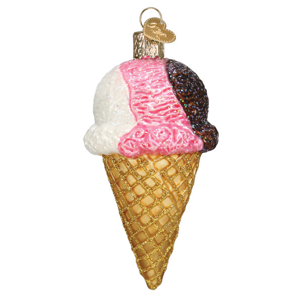 NEAPOLITAN ICE CREAM CONE ORNAMENT - 32509