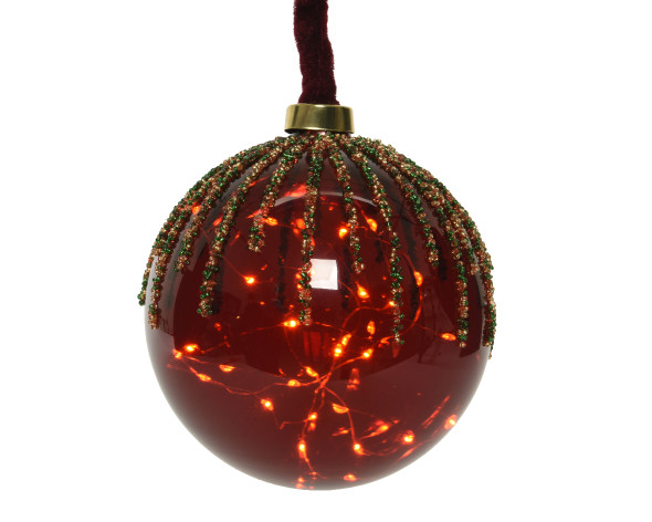 LED LIT BAUBLE BEADED TOP 5.5" - 486305