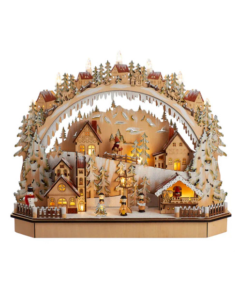 LED VILLAGE WITH ICE SKATERS - J8413