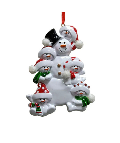 SNOWMAN WITH 6 KIDS ORNAMENT - W8548