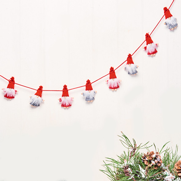 RED/GREY FELT PIXIE GARLAND - 75-7724