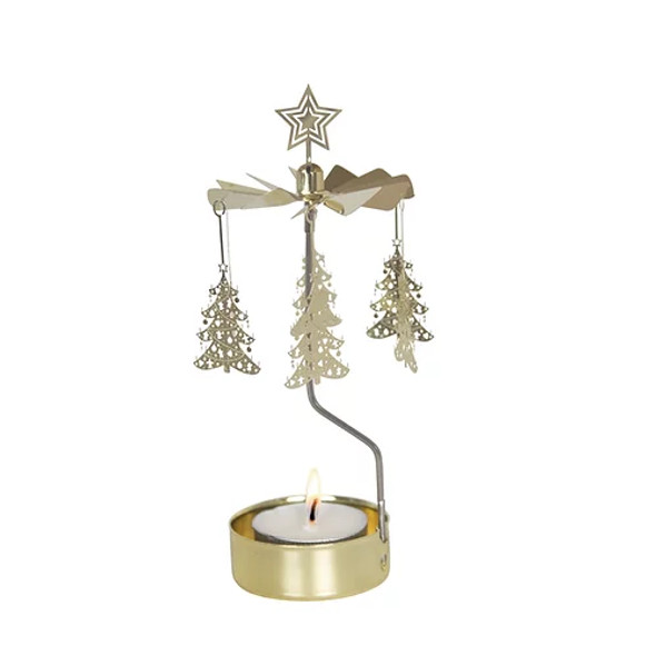 GOLD CHRISTMAS TREE ROTARY CANDLE HOLDER - 90-AN100G