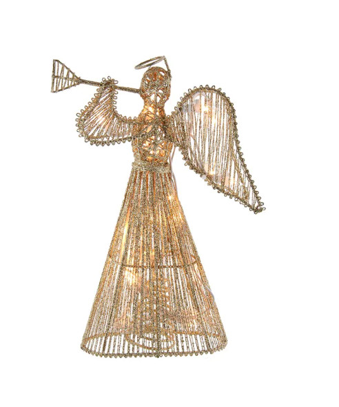 LIT GOLD GLITTER ANGEL TREETOPPER - UL0914