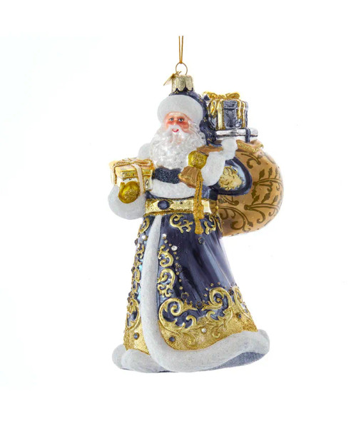 ELEGANT BLUE AND GOLD SANTA ORNAMENT - BELL0002