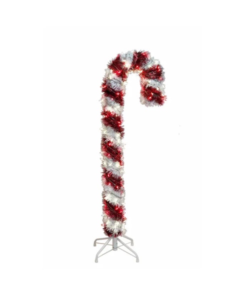 4' LIT TINSEL CANDY CANE - UL1293