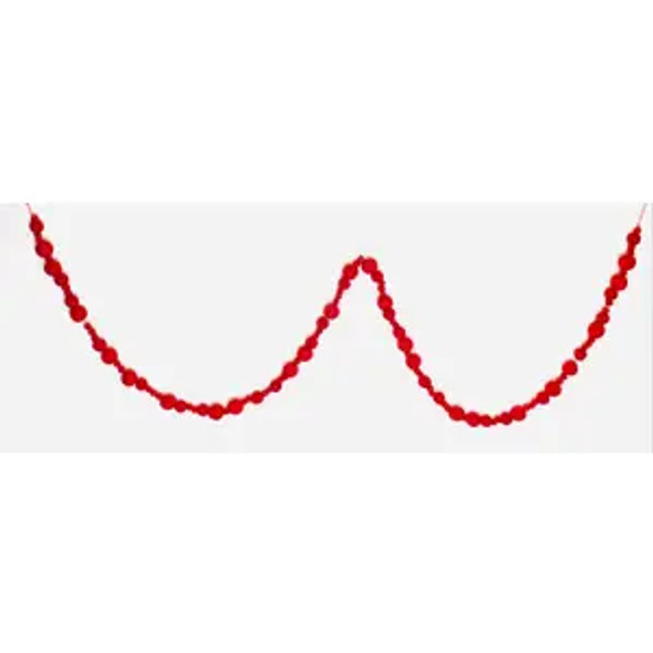 6' POMPOM GARLAND RED MIXED SIZE - FG232