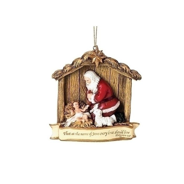 KNEELING SANTA SCENE ORN. - 39546