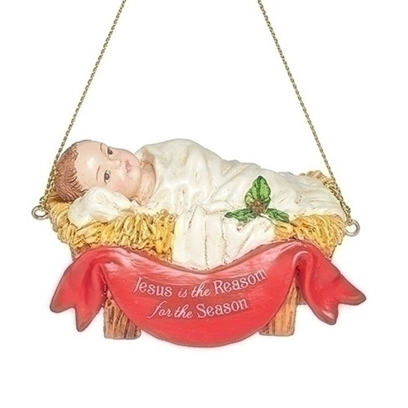 BABY IN MANGER ORNAMENT - 136094