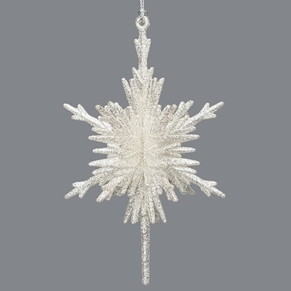 3D SNOWFLAKE ORNAMENT WHITE GLITTER - 136622