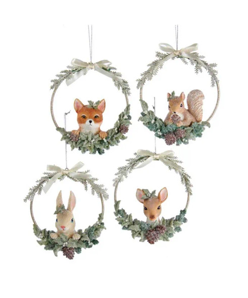 ANIMAL HEAD WITH DECORATED WIRE FRAME ORNAMENT - E0596