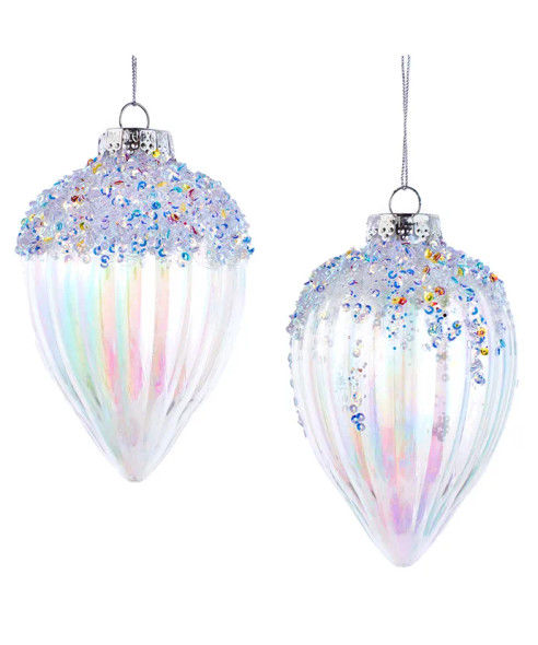 GLITTERED IRIDESCENT ORNAMENT - H4207