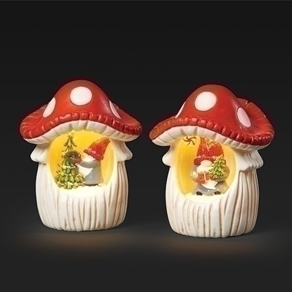 LIGHTED GNOME MUSHROOM WATER GLOBE - 136090