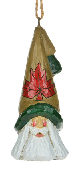 5" MAPLE LEAF TALL HAT SANTA ORN - S1009