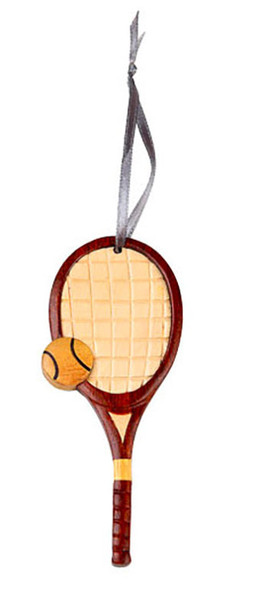 WOODEN TENNIS RACKET ORNAMENT - ORN1048