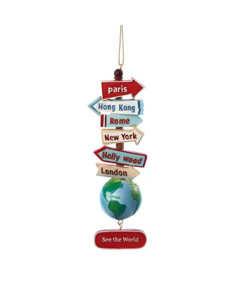 WORLD WITH SIGNS ORN - C7210
