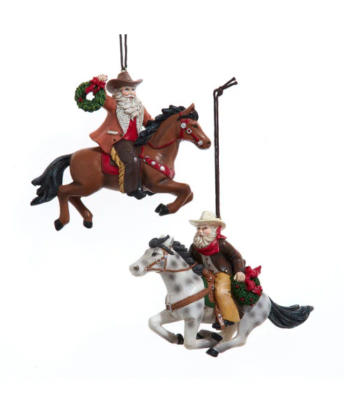 WESTERN COWBOY SANTA RIDING HORSE - E0958