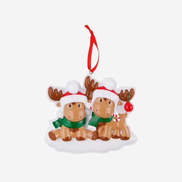 2 CUTESY MOOSE FAMILY ORNAMENT - OR2467-2