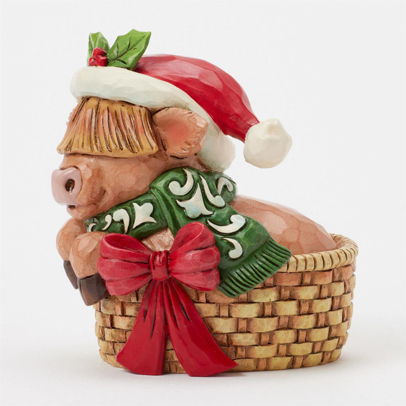 MINI HIGHLAND COW IN BASKET - JIM SHORE - 6017278