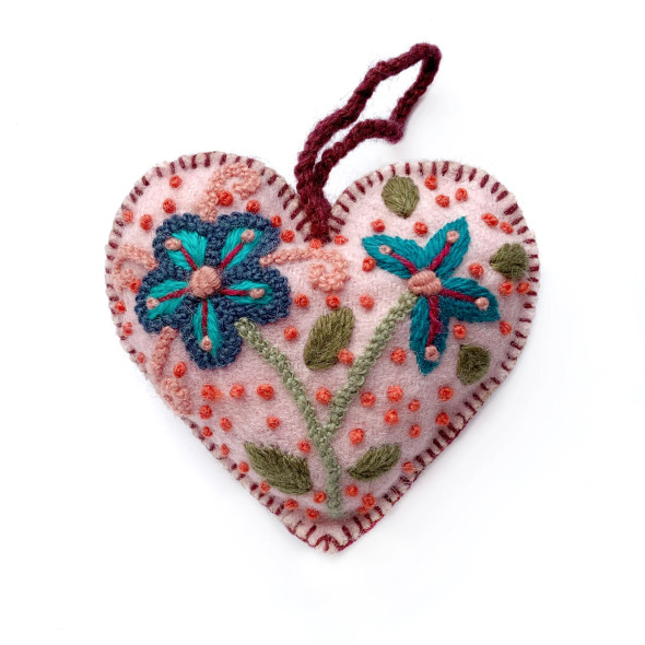 COLORFUL HEART EMBROIDERED ORNAMENT - OEW-HRT-FD-B