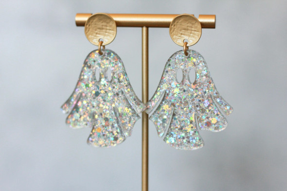 FLOWY GHOST SILVER HOLOGRPAHIC EARRINGS - SILVHOLOGHOST