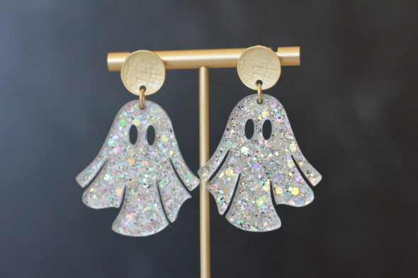 FLOWY GHOST SILVER HOLOGRPAHIC EARRINGS - SILVHOLOGHOST