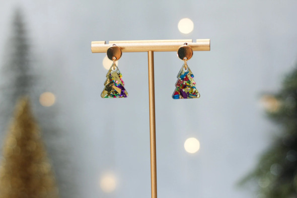 MINI CONFETTI CHRISTMAS TREE EARRINGS - MULTICONFTREE