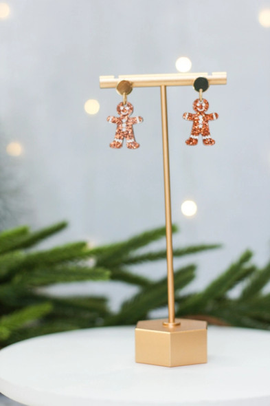 MINI GLITTER GINGERBREAD MAN EARRINGS - MINIGINGMANEAR