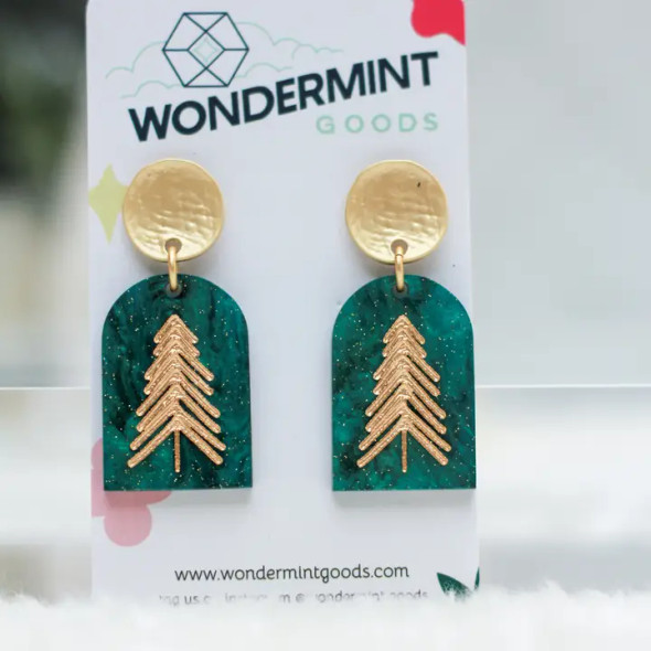 EMERALD GALAXY TREE ARCH EARRINGS - EMGALTREE