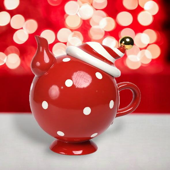 RED AND WHITE TEAPOT - 29-29432