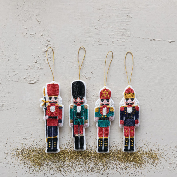 HANDMADE BEADED FABRIC NUTCRACKER ORNAMENT - XS9954A