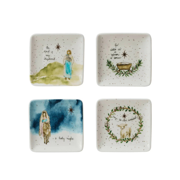 SQUARE STONEWARE BIBLE QUOTE DISH - XS5241A