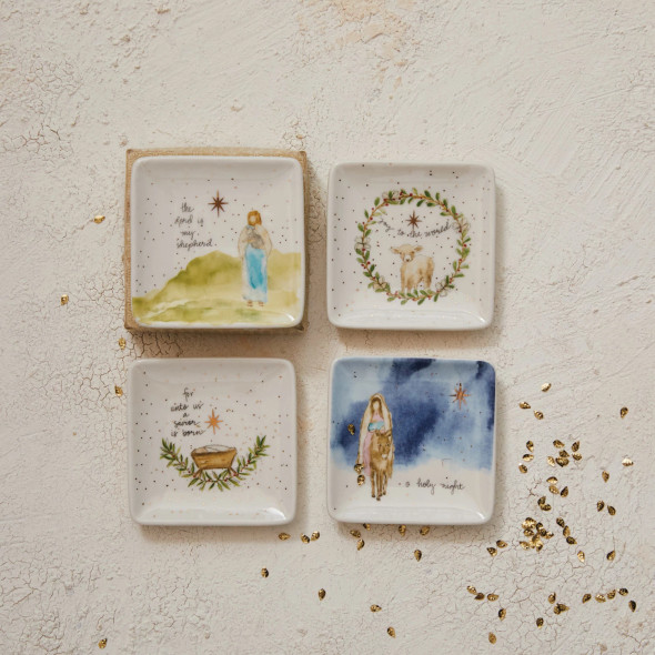 SQUARE STONEWARE BIBLE QUOTE DISH - XS5241A